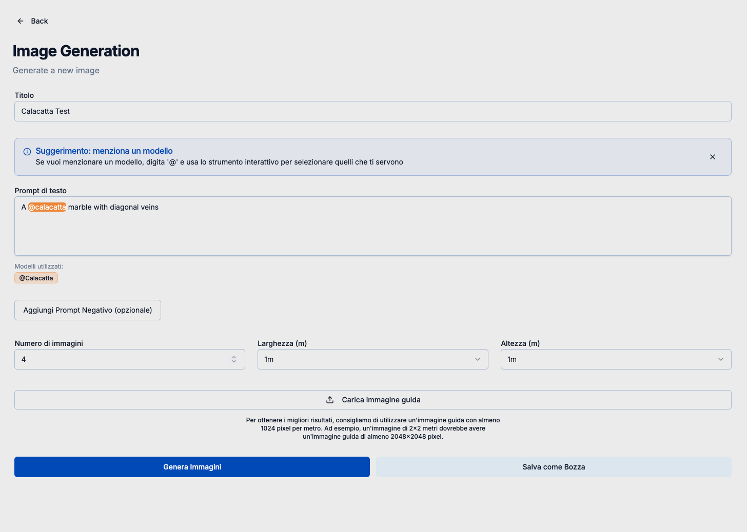 Schermata Generazione Immagini 2